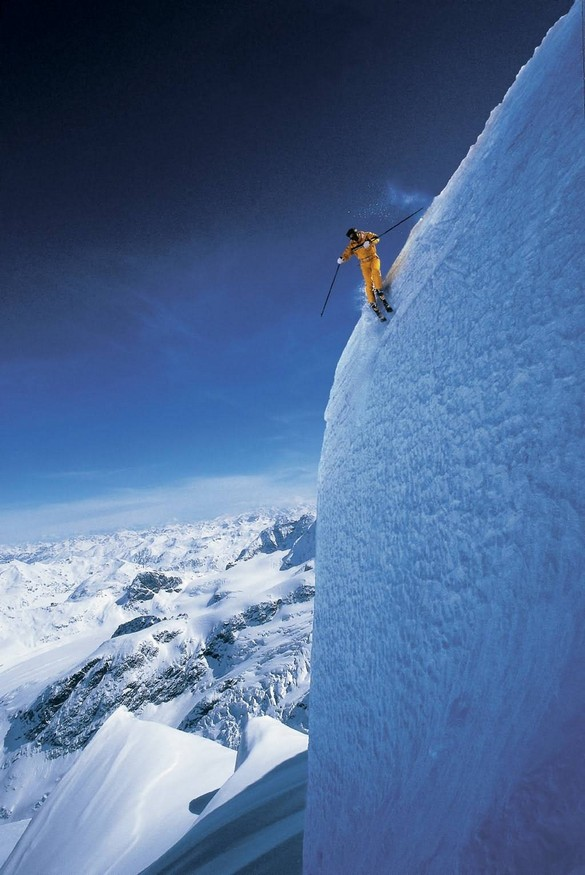 Extreme skiing in Wyoming.